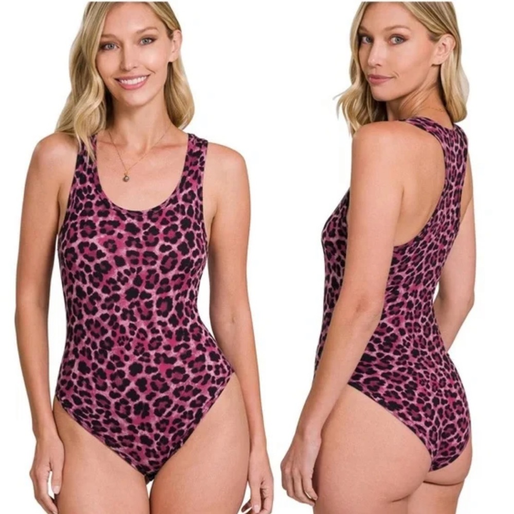 Zenana Brushed Leopard Racerback Tank